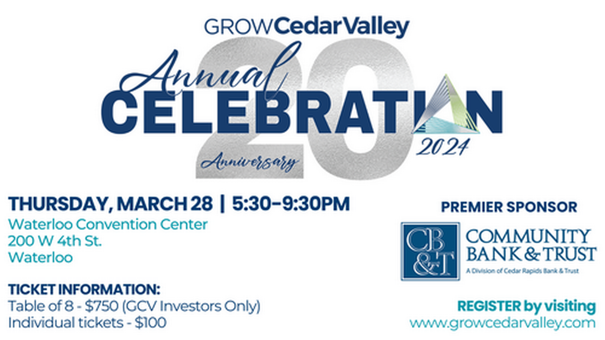 Annual Celebration 2024 Grow Cedar Valley’s 20th Anniversary Platinum